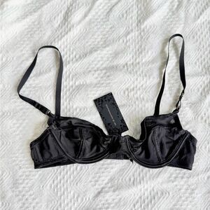 NWT Kiki de Montparnasse Sheer Taped Demi Bra, Black Silk Chiffon, Sz 32A